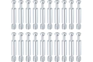 uxcell 20Pcs 35mm Furniture Connecting Fittings, Thread Bolts Dowels Screws, Metal Dowel Fitting Fasteners for Cabinet Drawer and Wardrobe Furniture, Silver