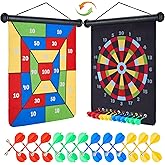 moopok Magnetic Dart Board with 24pcs Darts,Indoor Outdoor Dart Game for Kids and Adults,2in1 Rollup Safe Dart Flights Toys Set for 3-12 Year Old Boys Girls Christmas Birthday Gifts