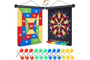 moopok Magnetic Dart Board with 24pcs Darts,Indoor Outdoor Dart Game for Kids and Adults，2in1 Rollup Safe Dart Flights Toys Set for 3-12 Year Old Boys Girls Christmas Birthday Gifts