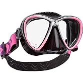 SCUBAPRO Synergy Twin Trufit Scuba Mask with Dual Lens and Comfort Strap for Diving, Black/Pink/Silver
