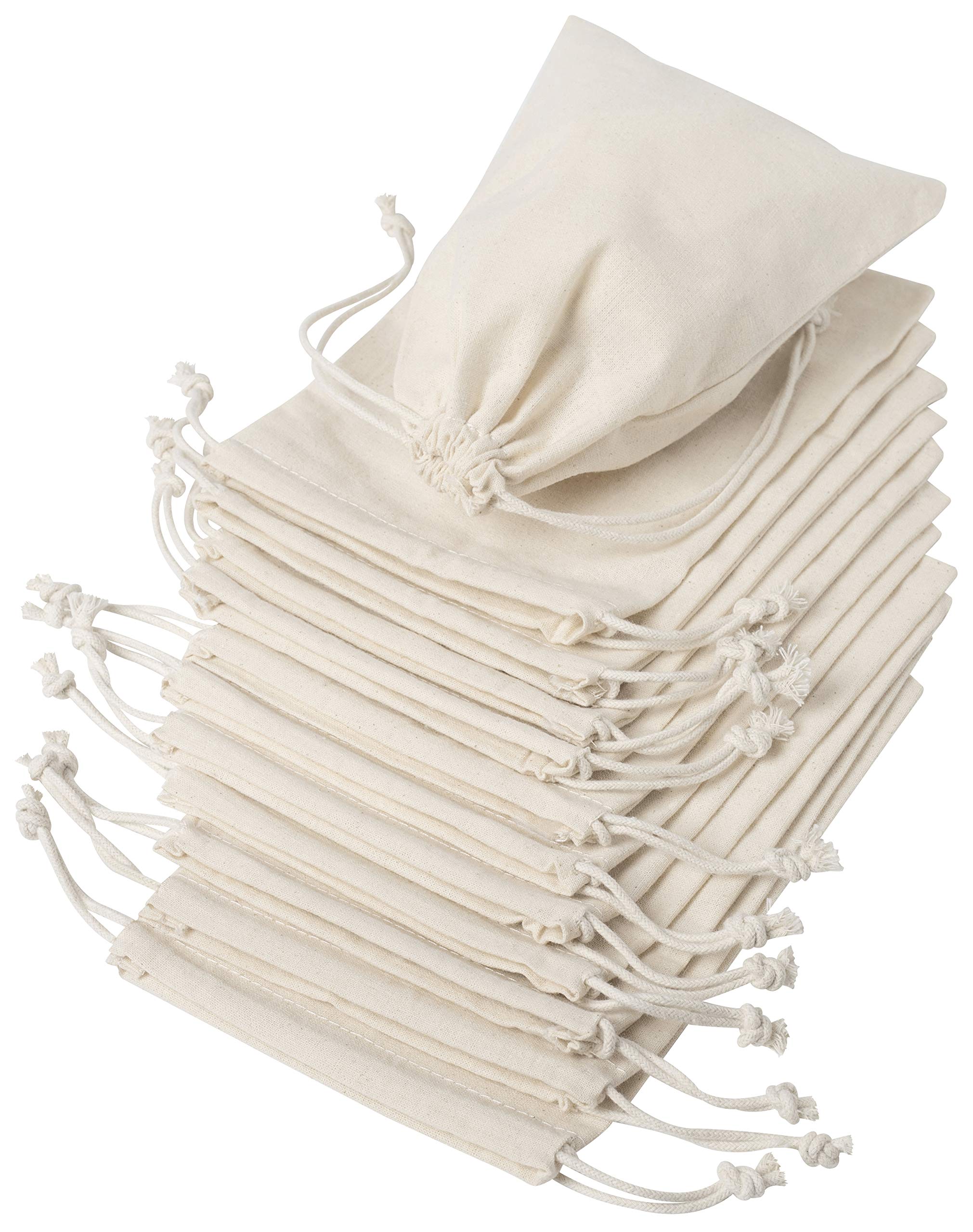 100 Percent Cotton Muslin Bags with Drawstring, 12-Pack (12.5 x 17.5 cm, White) — image 1