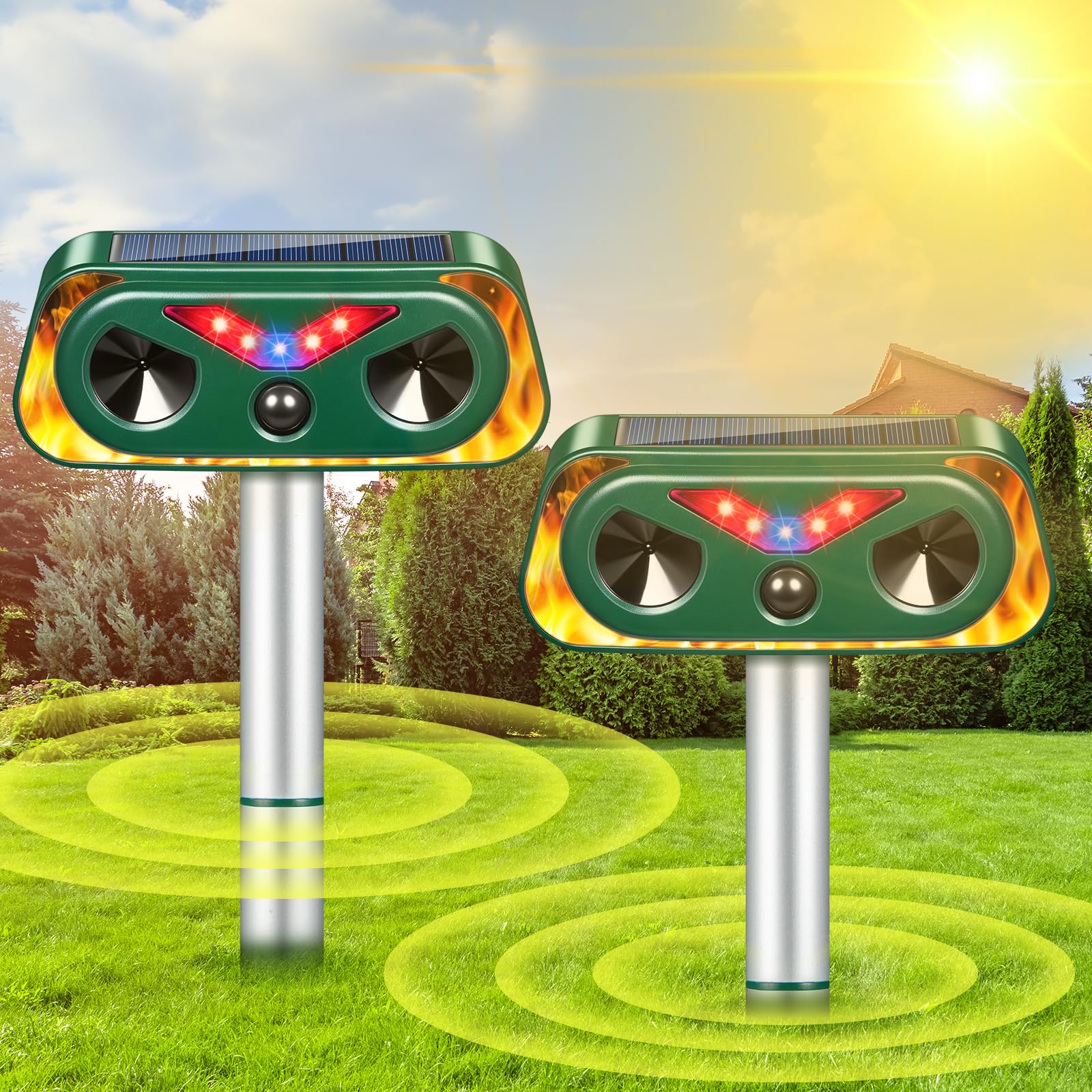 Photo 1 of 2026 Solar Ultrasonic Animal Repeller Outdoor with USB Charging, Flashing Lights & Motion Sensor Animal Deterrent Devices for Deer, Cat, Squirrel, Raccoon, Rabbit, Fox, Skunk Repellent for Yard Garden
