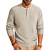 PJ PAUL JONES Men's Henley Long Sleeve Sweaters Solid Color Soft Warm Pullover Sweaters