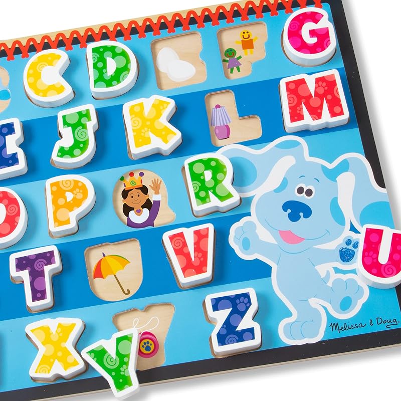 Blue's Clues & You, Puzzle Lettere Alfabeto, 26 Pezzi, Gioco Montessori, Gioco Legno, Multicolore, Gioco Educativo, Regalo Bambini e Bambine