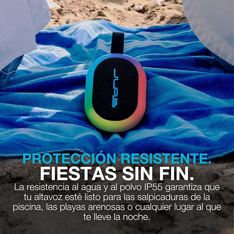 Pop Party Ultraportátil Pequena Coluna Bluetooth com autonomia 8H+ - Coluna sem fios de 5W para exteriores e viagens com luzes RGB, áudio potente, resistência à água IP55, Blackberry