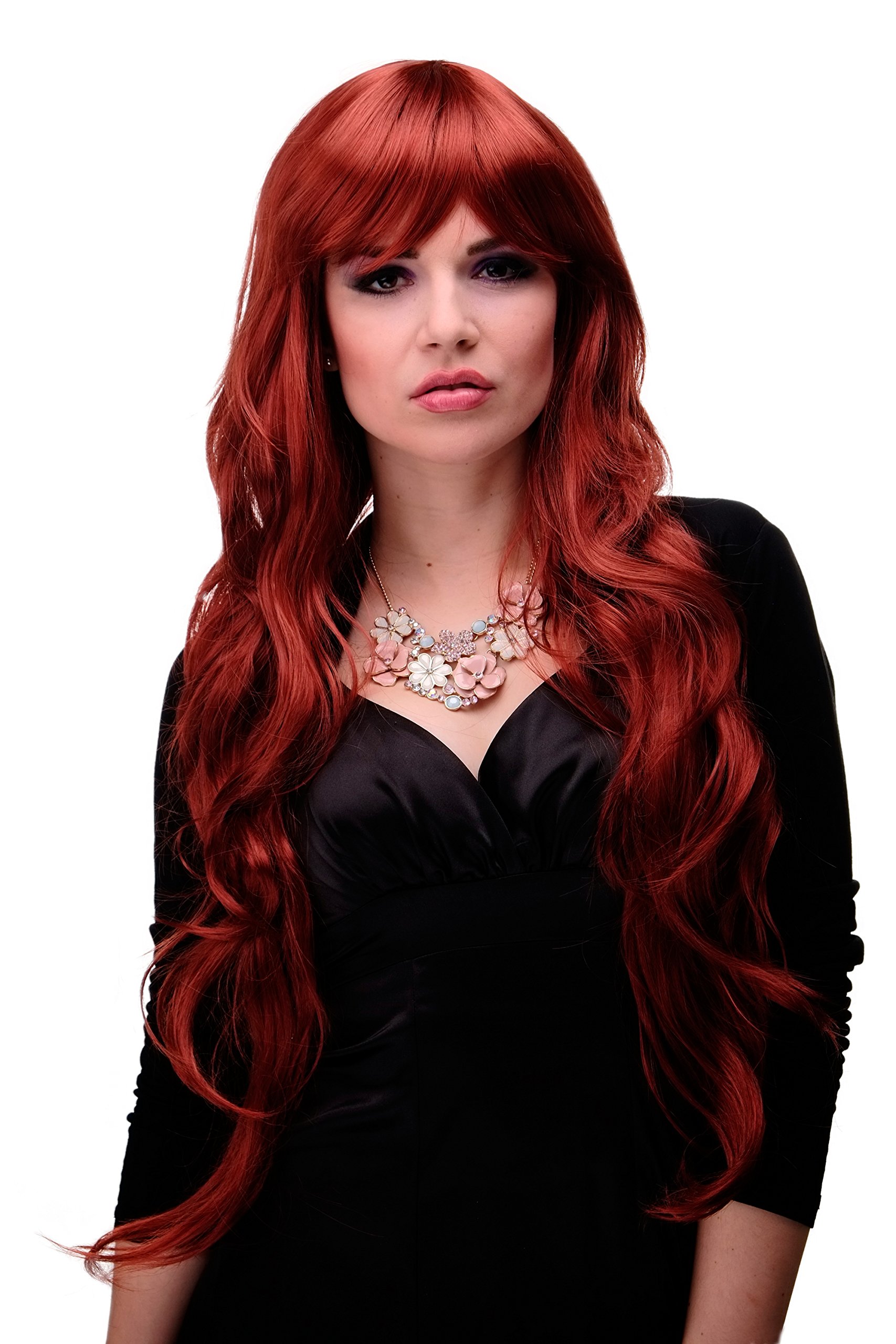 WIG ME UP 6311-135 Lady Quality Wig Cosplay extremely long voluminously layered long finge bangs (can part to side) dark red