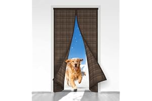 AEOCOO Thermal Door Curtain, Fit Size up to 36 x 82 Inches, Magnetic Insulated Door Curtains for Doorway/Front/Back/Basement, Oxford Cover with Thick Cotton to Keep Warm Winter, Brown, Rectangle