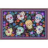 Dia De Los Muertos Area Rug 2x3 Colorful Sugar Skull Day of The Dead Front Door Mat Mexican Fiesta Entry Rugs Cinco De Mayo Indoor Outdoor Entryway Carpet Halloween Welcome Mat