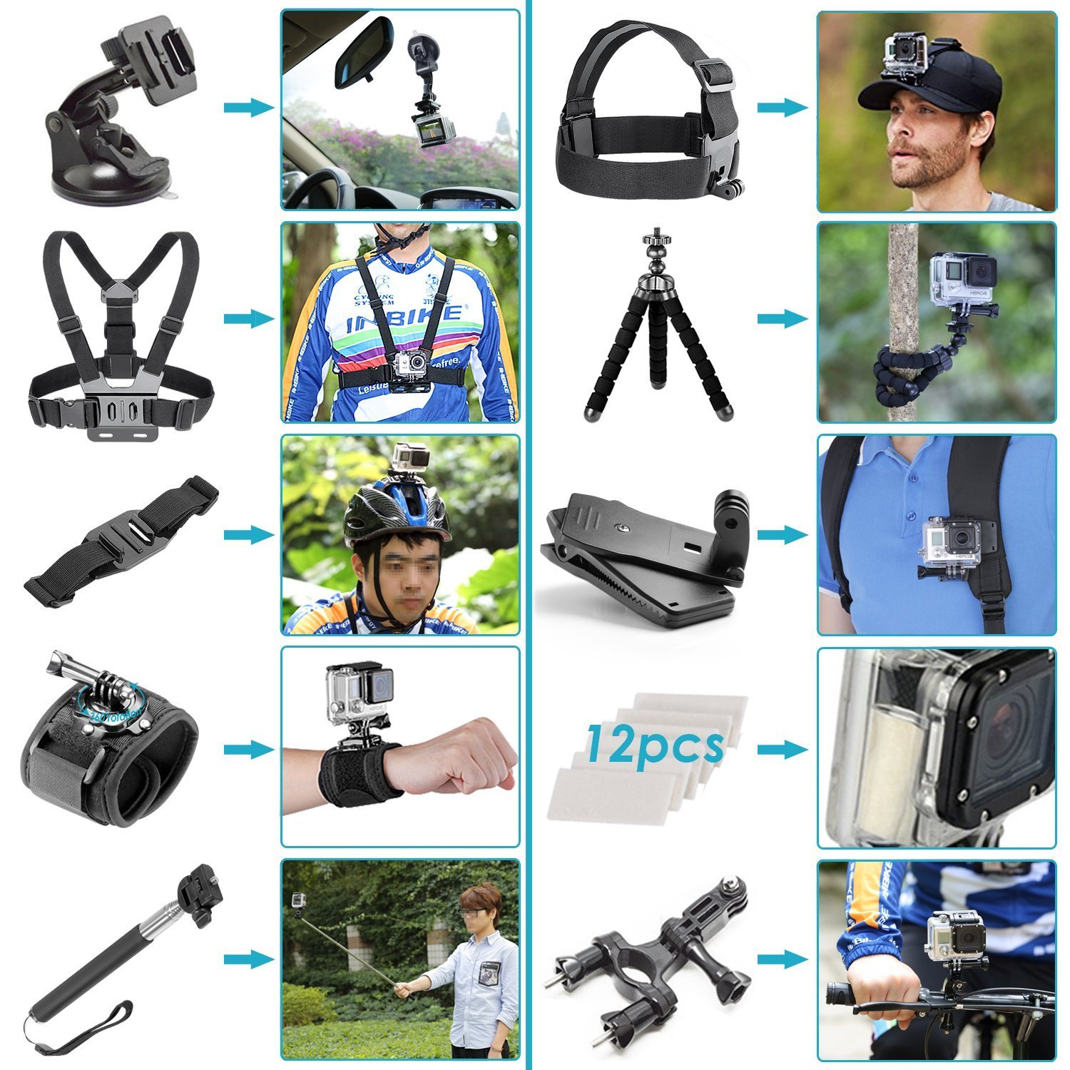 GoPro HERO7 BLACK （純正自アクセサリ➕その他アクセサリ付き） GoPro HERO7 Black - With 64GB Micro Sd Card and 50 Piece Accessory