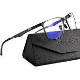 ANYLUV Blue Light Glasses Men, Metal Computer Gaming Glasses | 45% Blue Light Blocking Clear Lens, Al-Mg Metal Frame 27g, Low Color Distortion, Gift Box