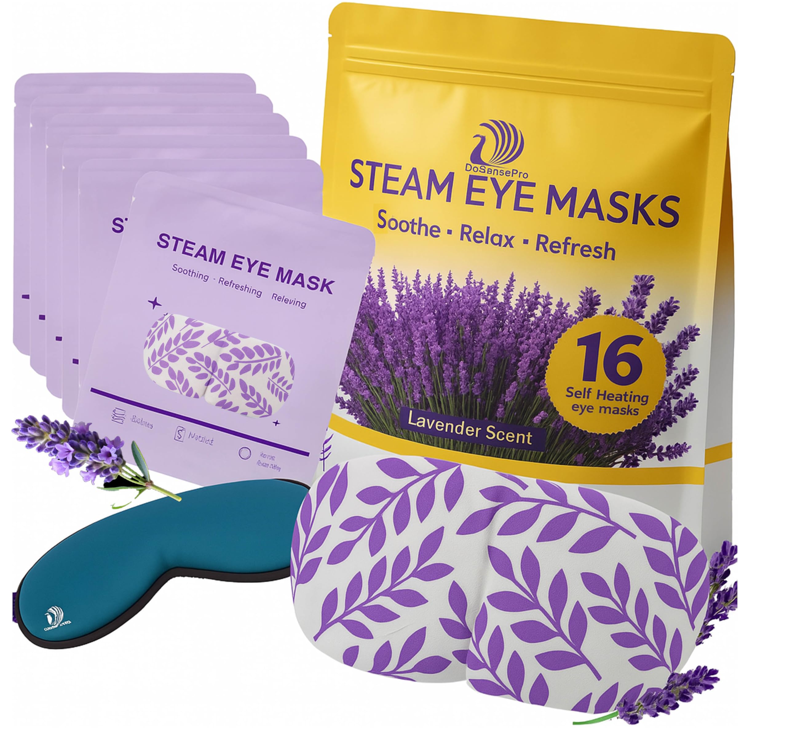 Photo 1 of Steam Eye Mask - 16 Pack Lavender Self-Heating Warm Compress for Dry Eyes, Puffy Eyes Relief, Cornea Care, and Relaxation – Soothing & Comfortable Heated Eye Pads