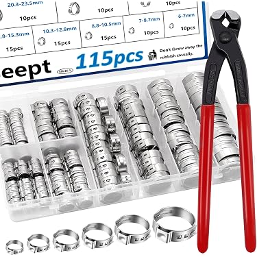 5/10 PCS Stainless Steel 304 Single Ear Hose Clamps Assortment Kit