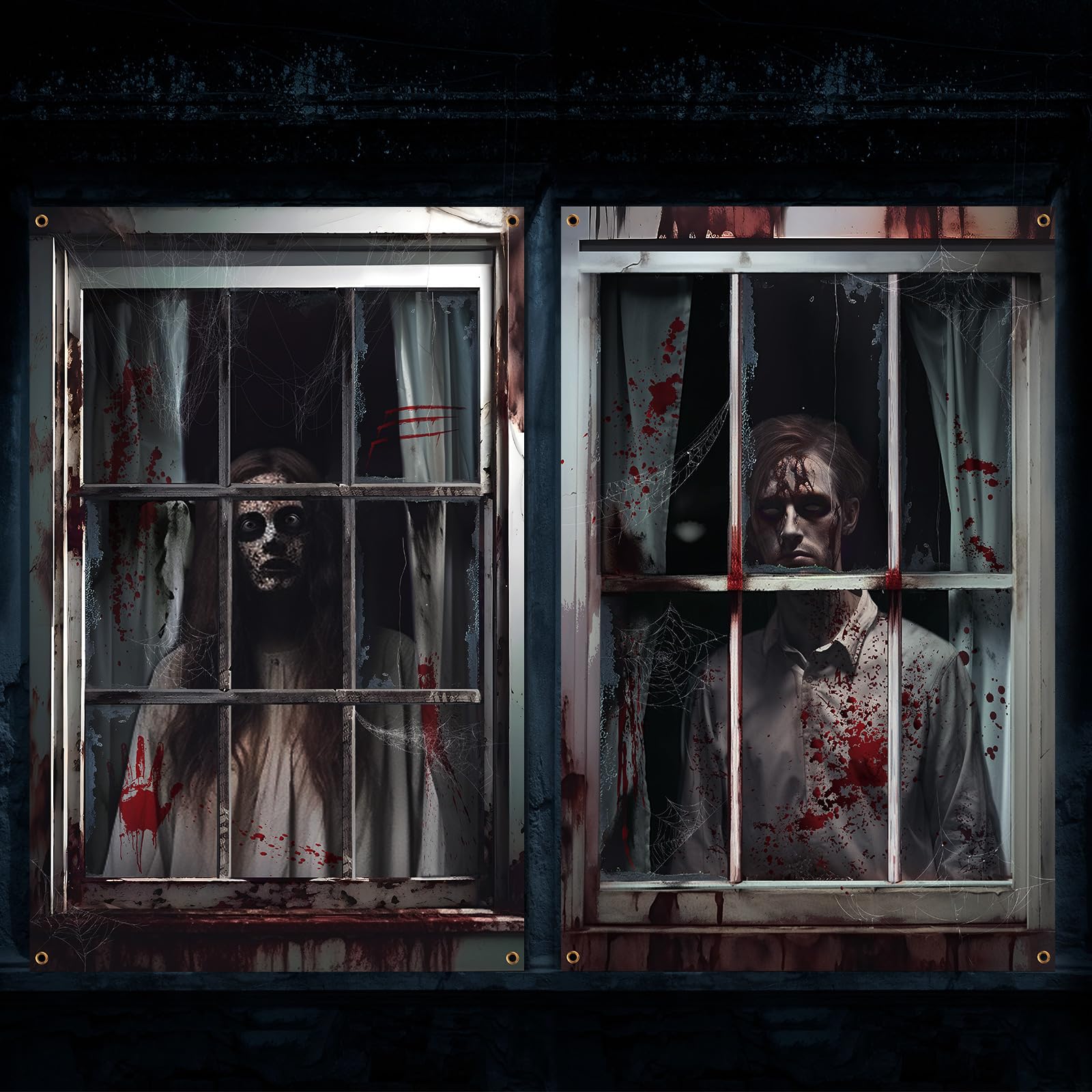 Photo 1 of *Missing Parts - Check clerk notes*
Newwiee 2 Pcs Scary Halloween Curtain Window Silhouette Cover Decoration Theme Poster for Indoor Outdoor Party Wall Door(Blood Ghost)