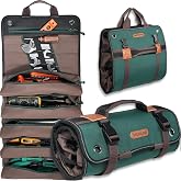 WELKINLAND 15-Pocket Tool Roll - Heavy-Duty, Green-RipStop, 15L Capacity | Easy-Access Roll Up Tool Bag, Fully-Opened Roll Up Tool Pouch, Durable Tool Wrap Roll, Tool Roll Bag Organizer For Mechanic