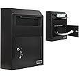 Durabox Drop Box Deposit Safe 12 x 4 x 15” Heavy Duty Steel Wall Mount Mailbox for Mail, Letters, Checks, Keys, Cash and more for Home, Office & Commercial Use (W500) (Black)