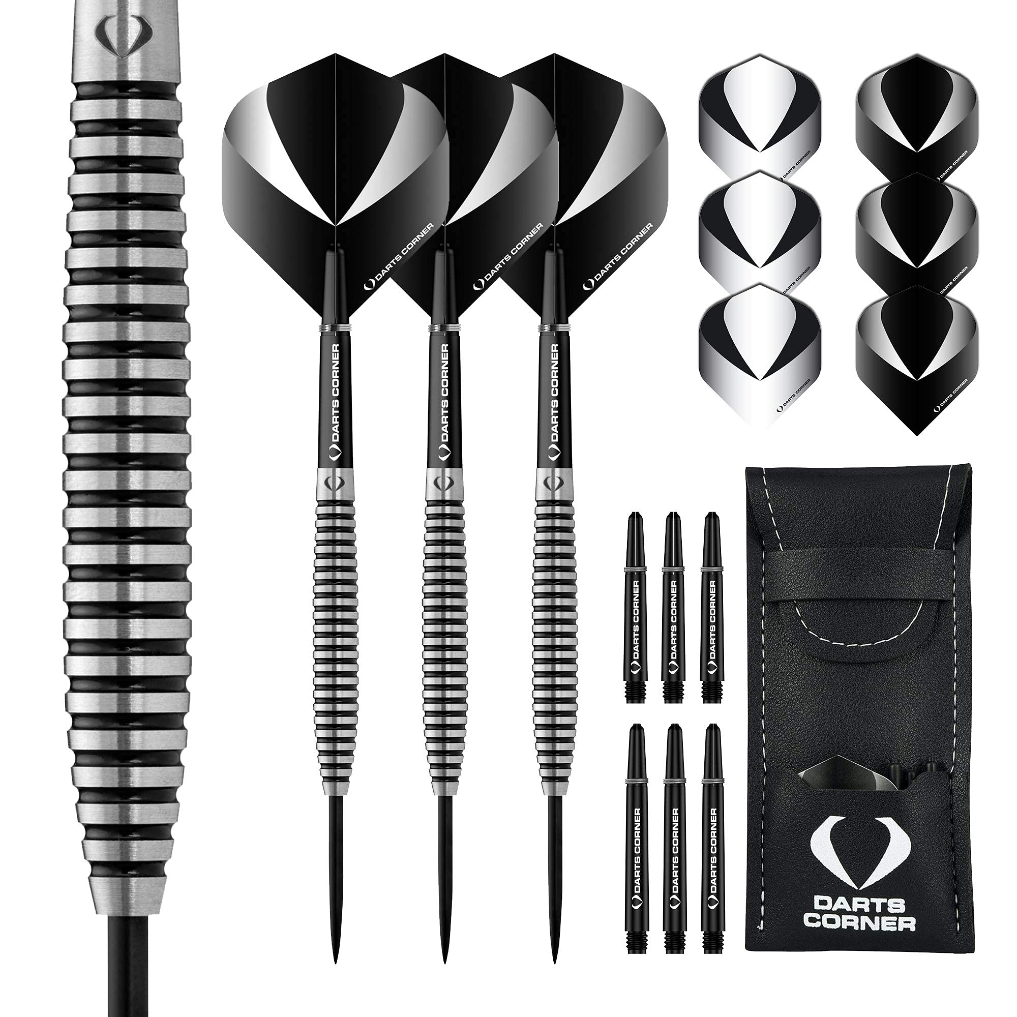 Designa Darts Corner Warfare Darts | Steel Tip Darts Set | 80% Tungsten Barrels | Black Ring, M3 24g (D0621)