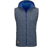 Little Donkey Andy Men's Reversible Fleece Vest Lightweight Warm Sleeveless Jacket with Hood for Hiking Walking Travel