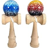 Wooden Kendama 2 Pack Set | Japanese Ball and Cup Skill Toy (Water, Fire) | Competition Quality, 2-Pack Set, Solid Wood, Swirl Color Ball Design, Skill Toy