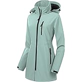 CREATMO US Women's Lightweight Waterproof Long Softshell Tactical Jacket Fleece Lined Windbreaker