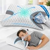 IKSTAR CPAP Pillow for Side Sleepers, Memory Foam Pillow with Mask Cutouts for More Room, Fits Full Face, Nasal &amp; Nasal Pillow Masks, Dual Height Support for Side, Back &amp; Stomach Sleepers