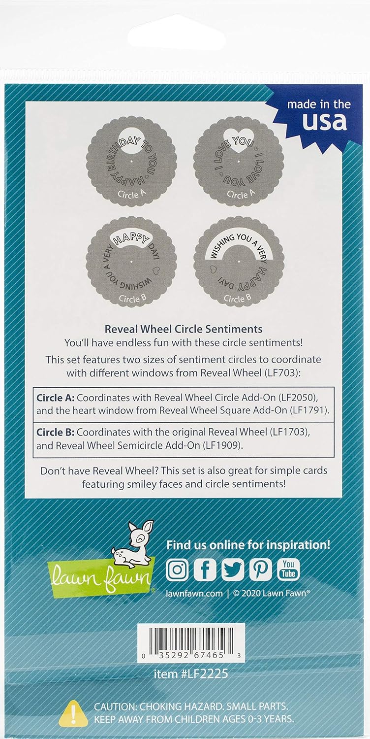 Lawn Fawn Reveal Wheel Circle Sentiments 4"x6" Clear Stamp Set (LF2225), 4 * 6 inches