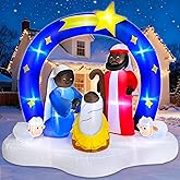 7 FT Long 6 Ft Tall African American Christmas Inflatable Black Nativity Set Built-in LED Lights The Birth of Jesus Scene with Star of Bethlehem Archway Blow up for Yard Garden Xmas Holiday Decor