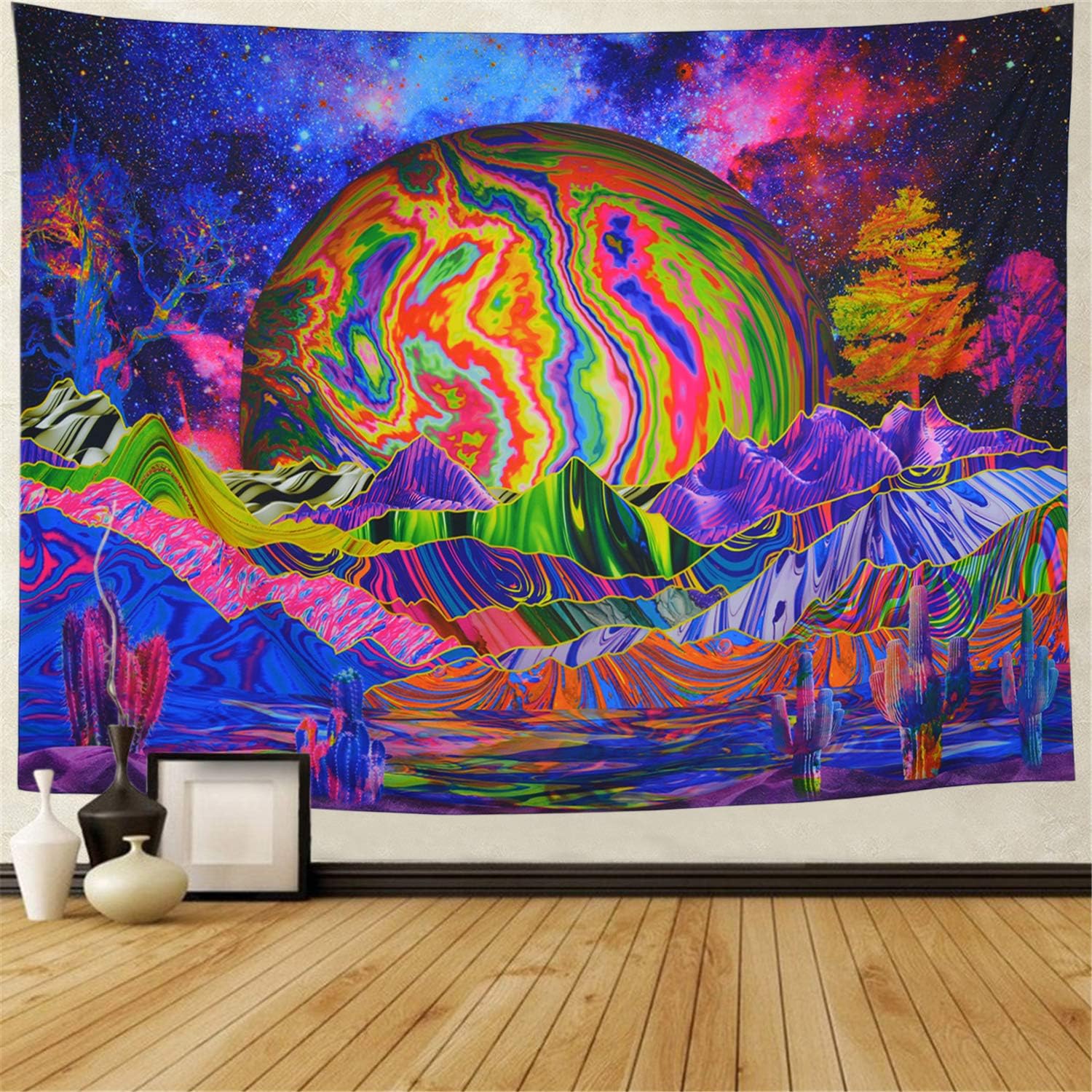 Trippy Tapestry Psychedelic Mountain Wall Tapestry Galaxy Space