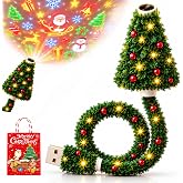 Plug and Play Hd USB Christmas Tree Projector with 6 Festive Scenes | Christmas Tree Design Plug in Night Light Ceiling Projector Indoor, for Room Decor Holiday Party Xmas Gifts
