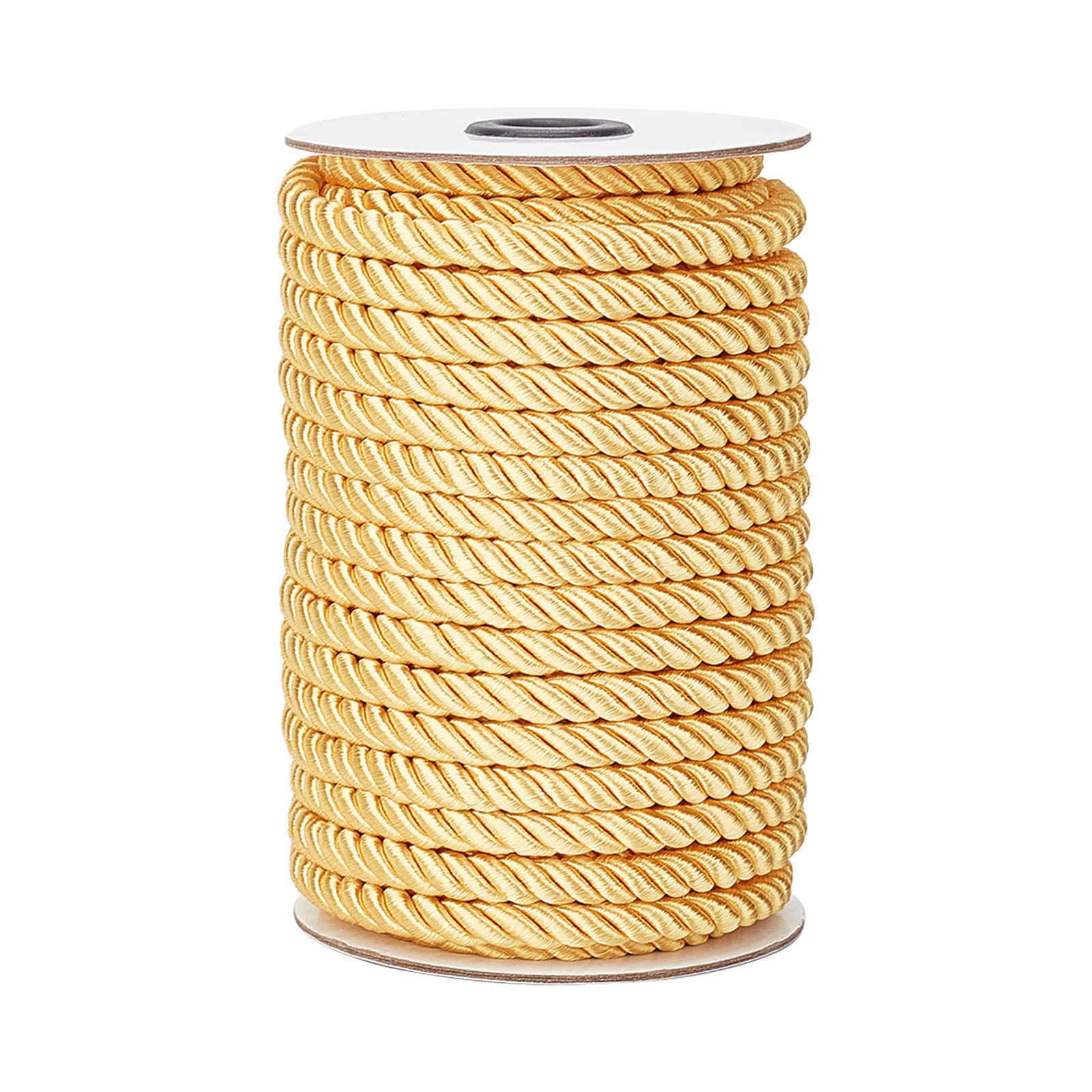 PH PandaHall 20 Yards 8mm Decorative Twisted Cord, 3-Ply Golden Hornor Cord Trim Thread Macrame Cord Decorative String Trim for Curtain Tieback Gift Bags Rope Handles Handbags Handles DIY Craft Making