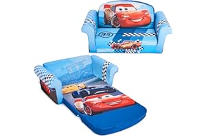 Marshmallow Furniture, Children's 2-in-1 Flip Open Foam Compressed Sofa, Disney's Cars, Multicolor