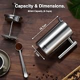 VonShef 6 Cup Cafetiere Stainless Steel 800ml Double Walled French Press view 8