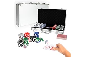 Sunny Days Entertainment Elbow Room Games 300 Piece Poker Set, Includes Colored Chips, Dice, Dealer and Blind Chips, Deck of Cards in a Carrying Case