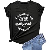 DANVOUY Womens Causal Short Sleeve V-Neck T-Shirt Graphic Tees
