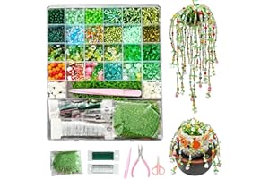 YLINKZORMA Green Glass Beads Kit, Nature Crystal Leaf & Flower Beads for Beaded Plant, Succulent Crafting & DIY Jewelry Makin