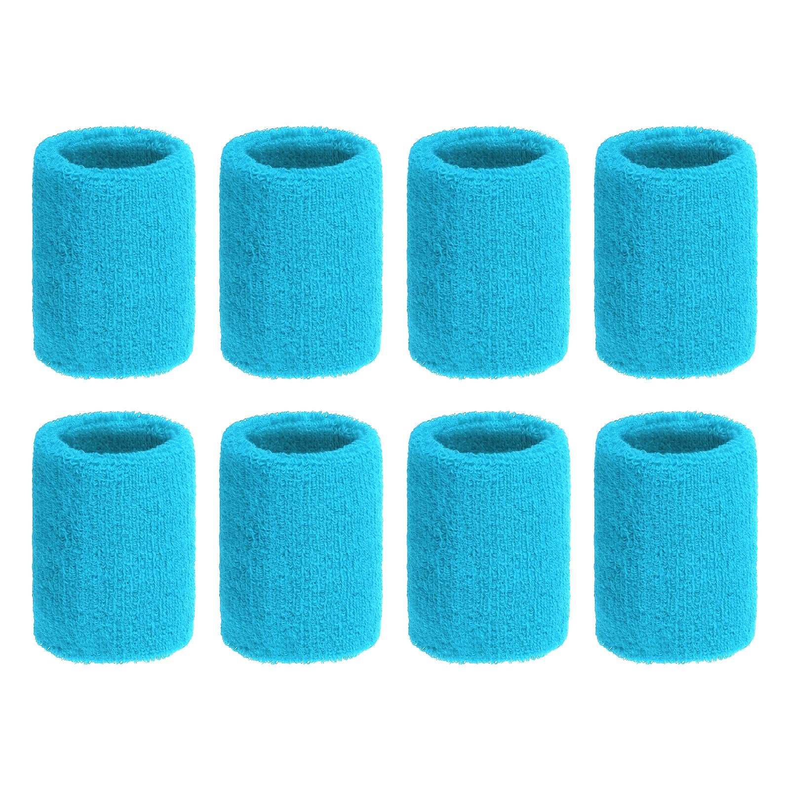 PATIKIL Wrist Sweatbands, 8Pack Sports Wristbands Sweatbands Wrist for Tennis Badminton Basketball Football, Sky Blue
