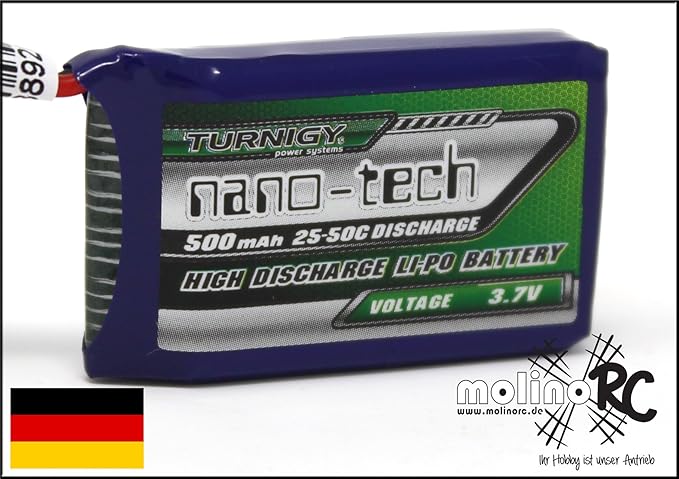 molinoRC Turnigy Nano-tech 500mAh 1S 25-50C 3,7V Lipo Akku - High Discharge Li-Po Battery