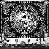Aipon Black and White Skeleton Tapestry Bedroom Skull Mushroom Tapestries Hippie Nature Plants Floral Flower Aesthetic Tapestry Wall Hanging for Living Room Dorm (Black, 48'' × 36'')