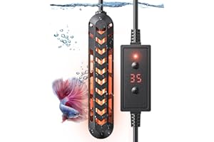 Pawfly Submersible Aquarium Heater 25 W Betta Fish Tank Heater Adjustable Electronic Heating Rod with Thermostat Overheating 