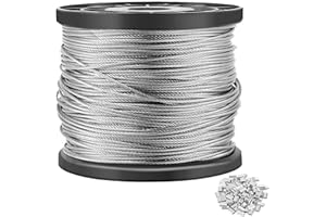 ZOENHOU 1/16 Wire Rope Kit 400ft 304 Stainless Steel Cable, 7x7 Strand Core Aircraft Cable 368 lbs Breaking Strength with 100