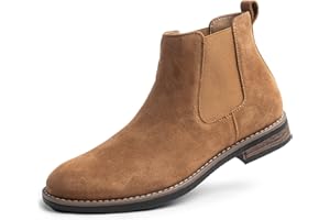 Cusolemore Mens Chelsea Boots Dress Boots for Men, Leather Suede Upper, Fashion Casual Style, Comfy Slip On Men Ankle Boots