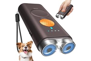 SAIGAIN Dog Bark Deterrent Device, Anti Barking Device for Dogs Indoor Outdoor, Barks No More Dog Training Device Handheld Ultrasonic 50 Ft Range Rechargeable with Flashlight for Small Medium Large Dogs