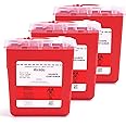 Alcedo Sharps Container for Home and Professional Use 2 Quart (3-Pack), Biohazard Needle and Syringe Disposal, Medical Grade