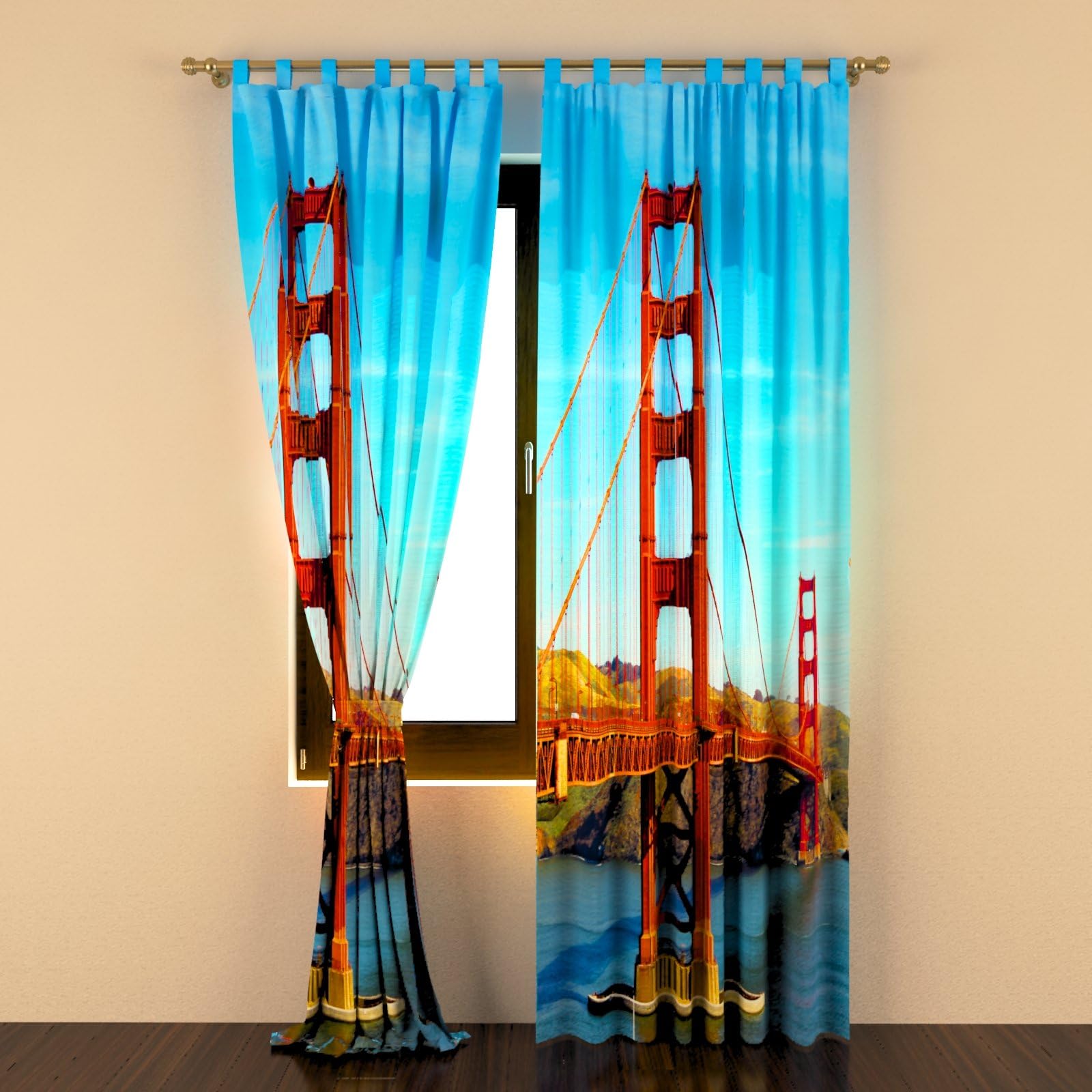 FESTAPRINT 100% Polyester Bridge over Sea Themed Blackout Room Darkening Curtains Window Panel Drape for Home Decor