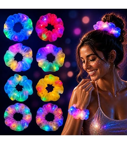 Amazon.com : 8 PCS Light up Scrunchies for Girls, Glow in  display picture 1