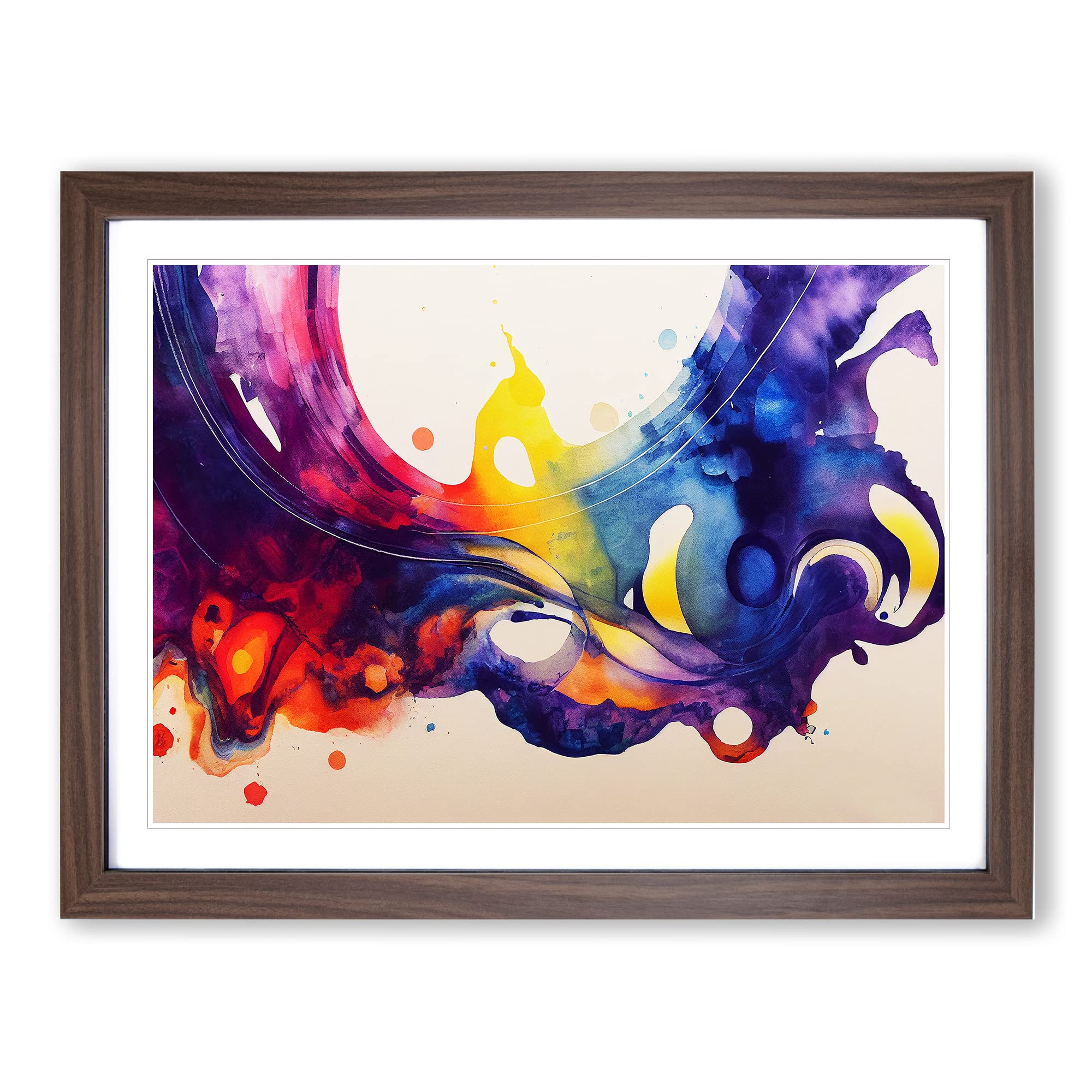 Watercolour Audio Soundwaves Abstract Framed Print | A4 Walnut Framed Wall Art | Ready to Hang | Abstract Historical Picture | Living Room Bedroom Lounge Office