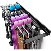Wall-Mounted Home Gym Equipment Storage Rack for Resistance Bands, Barbell Bars, Cable Attachments, Lifting Belts, Jump Ropes