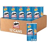 Pringles Potato Crisps Chips, Lunch Snacks, On-The-Go Snacks, Grab n' Go, Salt and Vinegar (12 Cans)