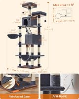 Feandrea Cat Tree 206 cm Large Tower with 13 Scratching Posts PCTR190G01V1 view 6