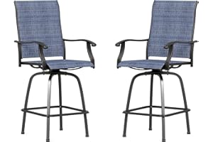 Sophia & William Patio Swivel Bar Stools Set of 2, Bar Height Patio Chairs, High Top Patio Chairs, Supports 300 lbs (Blue Fabric)