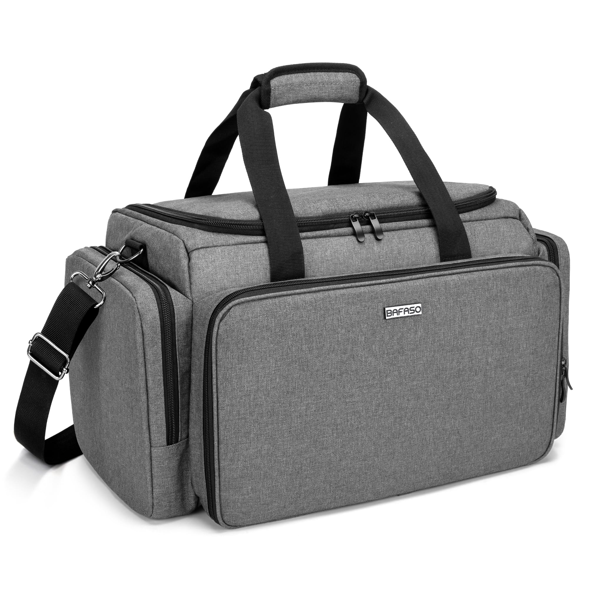 BAFASO Large Barber Bag with Adjustable Dividers, Travel Barber Case Holds Various Hair Cutting Tools (Bag Only), Grey